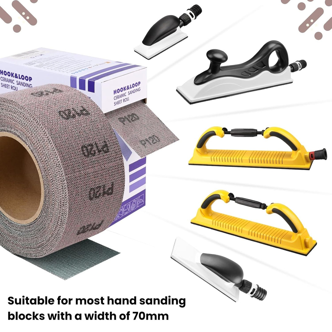 Shineboc Körnung P240 Netz Schleifpapier Rolle Klett, 70 mm x 12 m, Kollokation mit 70mm Breites Han