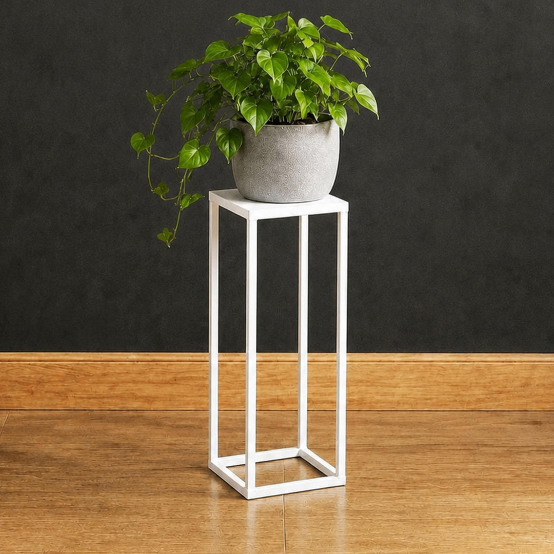 DanDiBo Blumenhocker Metall Weiss Eckig 50 - 70 cm Blumenständer Beistelltisch 96482 Blumensäule Mod