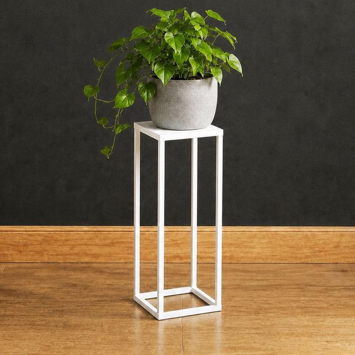 DanDiBo Blumenhocker Metall Weiss Eckig 50 - 70 cm Blumenständer Beistelltisch 96482 Blumensäule Mod