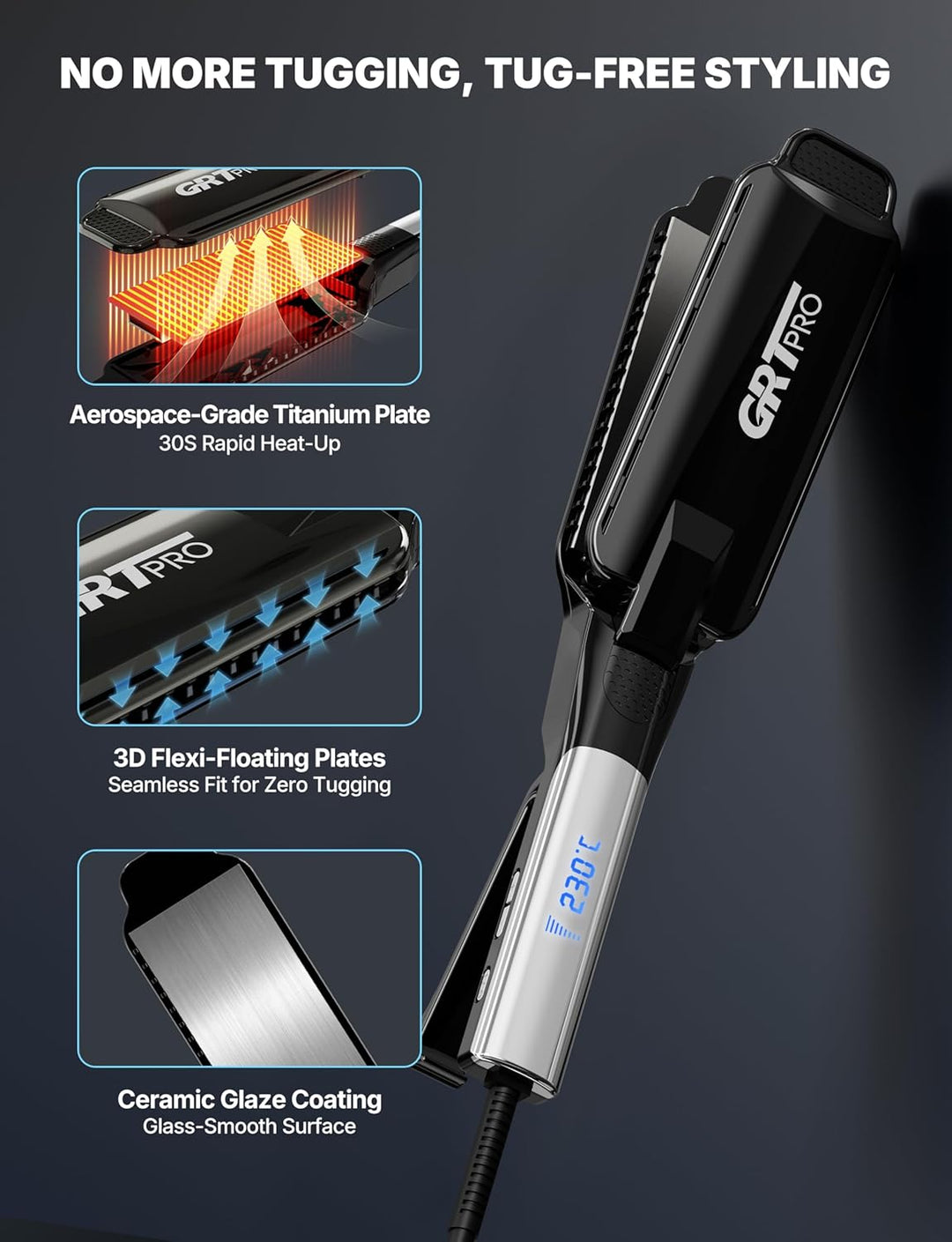 Glätteisen Breit Extra 55mm Haarglätter Professioneller Styler, Anti-Frizz Ionen-Technologie Keramik