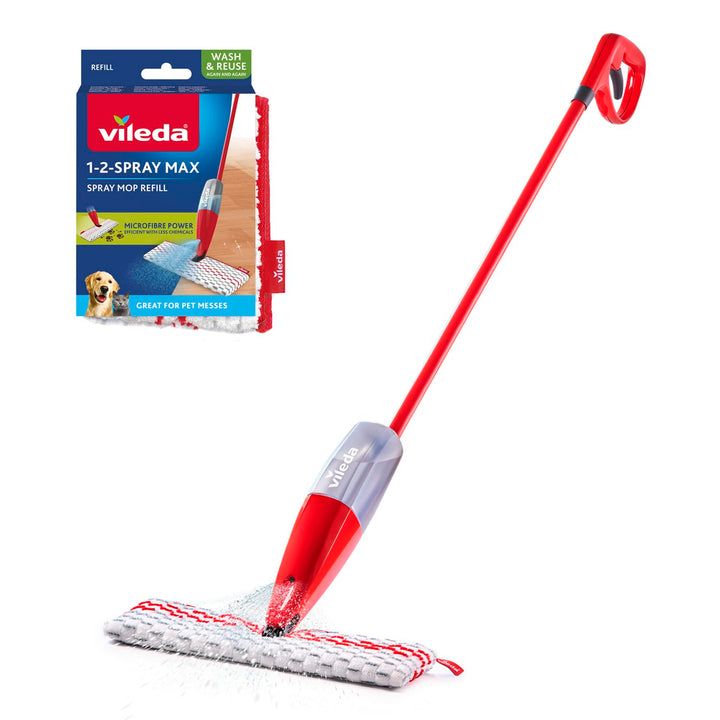 Vileda 1-2 SPRAYmax Sprühwischer Set - Bodenwischer mit Sprühfunktion - Spray Mop für schnelle & ein