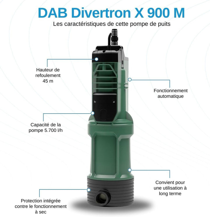 DAB DIVERTRON X 900 M HP 0,75 Tauchpumpe mit integrierter Elektronik für Gartenbewässerung zu Hause