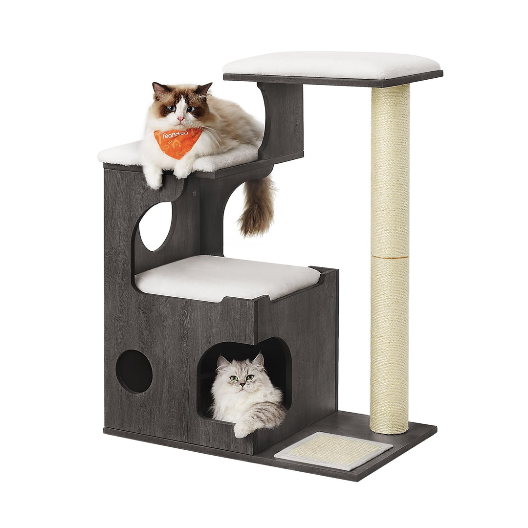 Feandrea Kratzbaum, 86 cm hoher Katzenbaum, Spanplatten-Katzenkratzbaum, mit Höhle, Liegeflächen, Sä