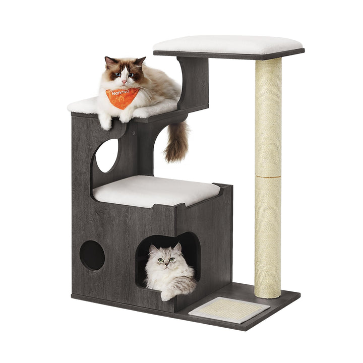 Feandrea Kratzbaum, 86 cm hoher Katzenbaum, Spanplatten-Katzenkratzbaum, mit Höhle, Liegeflächen, Sä