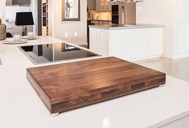 Schneidboard Nussbaum Premium - Design Schneidebrett Aus Holz - Made In Germany - 53x40x6 cm - Mit 2