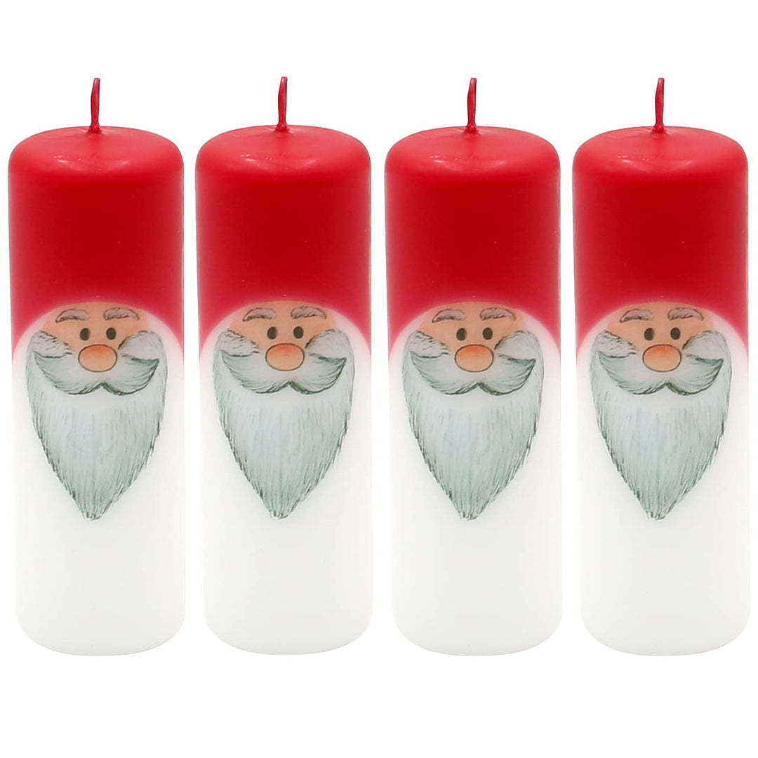Dekohelden24 1 Packung mit 4 Adventskerzen in weiss - rot, als Wichtel, H/Ø: 12 x 4 cm. Zahlen, Zahl