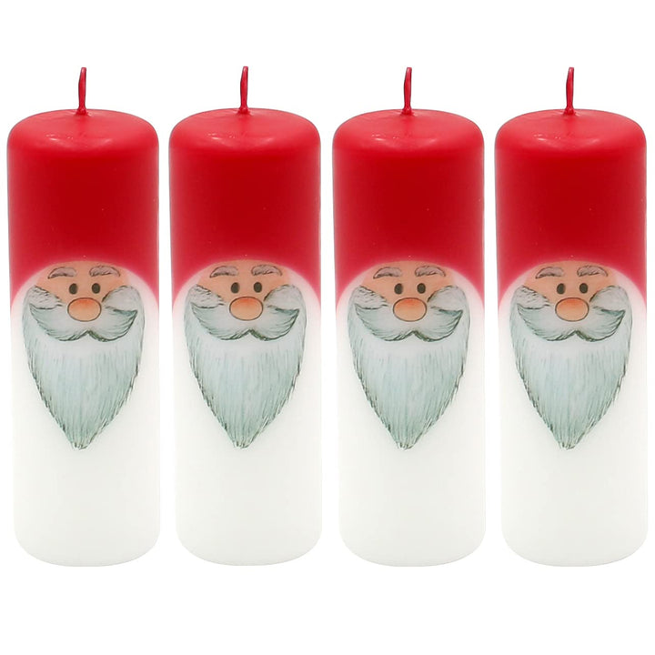 Dekohelden24 1 Packung mit 4 Adventskerzen in weiss - rot, als Wichtel, H/Ø: 12 x 4 cm. Zahlen, Zahl