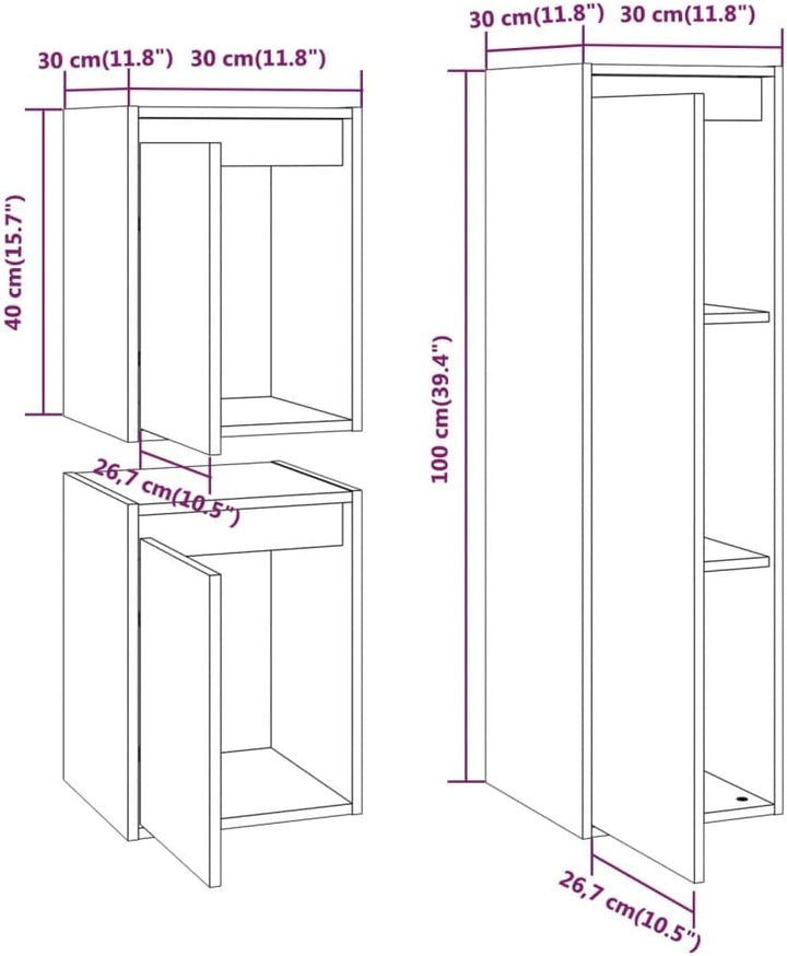 homiuse Wohnzimmer TV-Schränke 3 STK. Weiss Massivholz Kiefer Klassischen TV Schrank Set Wohnzimmer