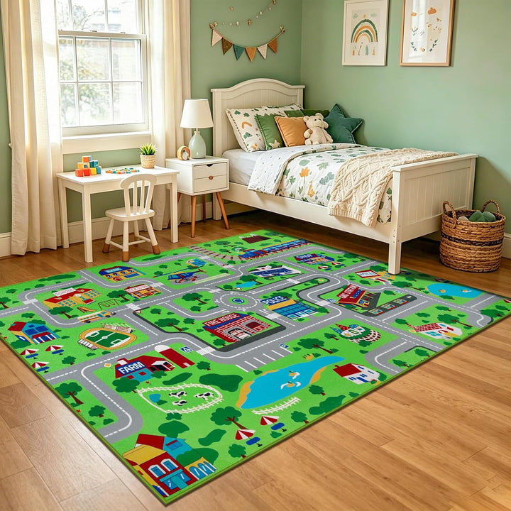Capslpad Kinder Spielteppich 150x200cm Extra Grosse Stadtleben Teppich Auto Rennen Matte Bildung Ver