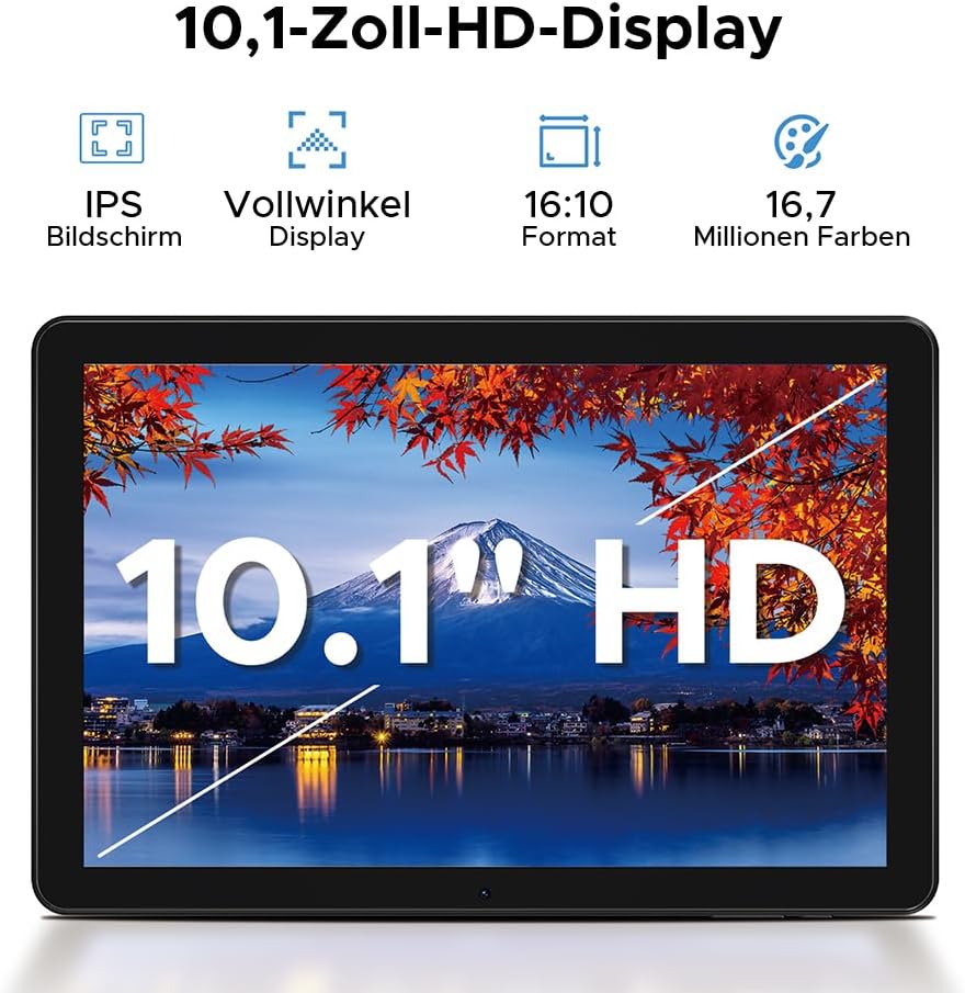 T10W Android 15 Tablet 10 Zoll 16GB RAM +128GB ROM (2TB TF) 2025 Neueste Tablet mit SIM Card Slot, 8