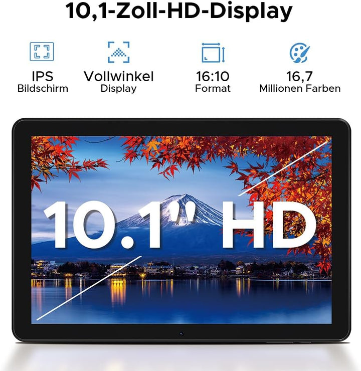 T10W Android 15 Tablet 10 Zoll 16GB RAM +128GB ROM (2TB TF) 2025 Neueste Tablet mit SIM Card Slot, 8