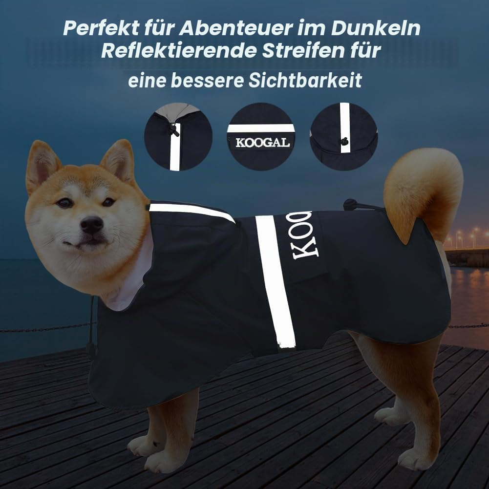 Grosse Hunde Regenjacken Mit Kapuze,Hunde Regenmantel,Mit Reflektierenden Sicherheitsstreifen, Wasse