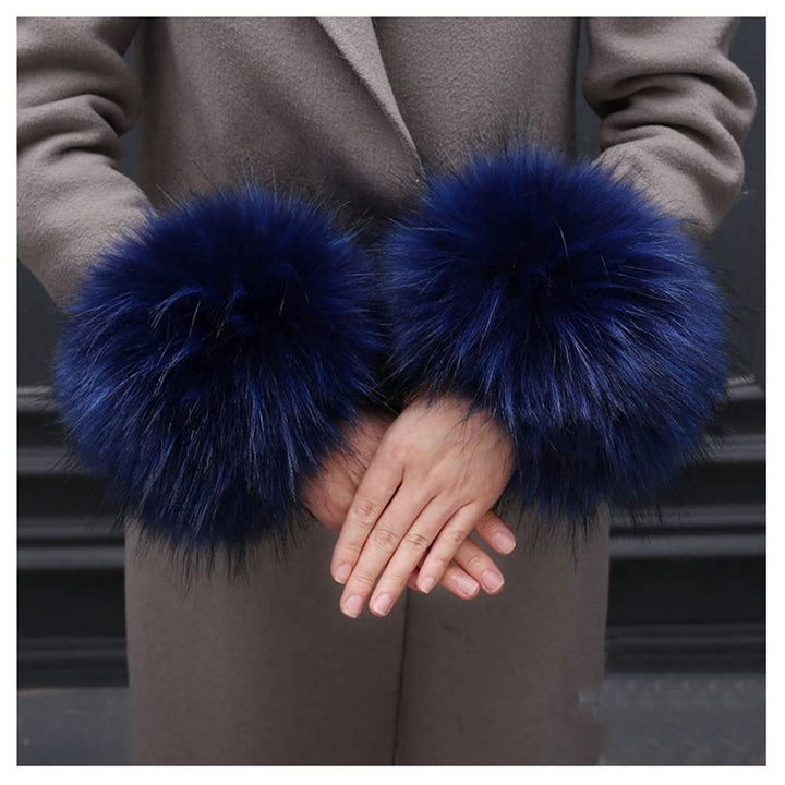 SHTGOI Damen Pelzmanschetten Fell Handgelenk Wärmer Kunstpelz Manschetten Armstulpen Winter Handwärm