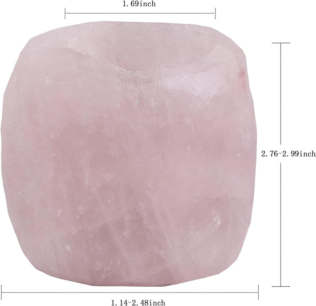 KYEYGWO Rosenquarz Natürlicher Oval Kristall Kerzenhalter Ornament, Heilung Stein Kerzenständer Poli