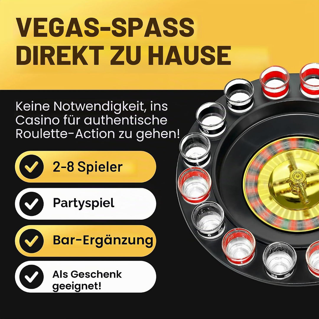 WANTED Schnapsglas Roulette Komplettset Trinkspiele, Kunststoff, rot/schwarz, 16PCS Set, 16PCS Set