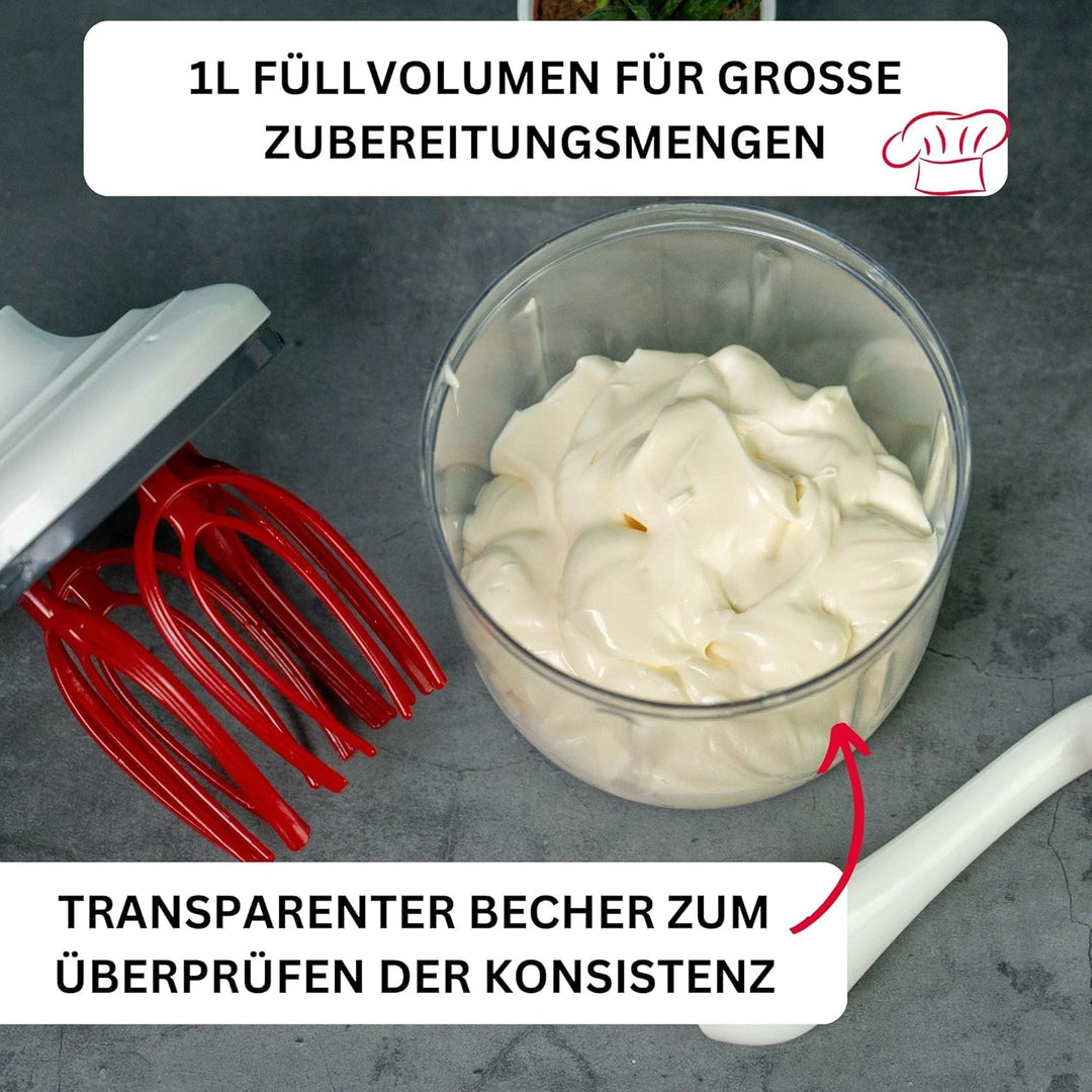 Westmark Handrührgerät, Ohne Strom, Füllvolumen: 1 l, Kunststoff, Rührblitz, Transparent/Weiss/Rot,