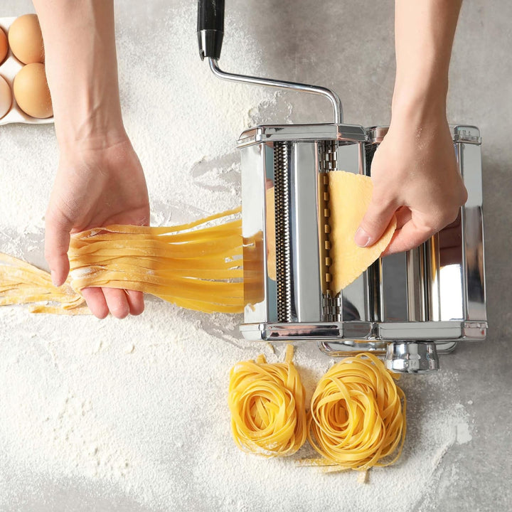 Toboli manuelle Nudelmaschine aus Edelstahl Pasta Maschine Walze mit einstellbarer Teigdicke 2-6mm