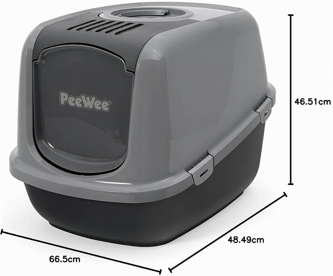 PeeWee Katzentoilette XXL EcoDome Katzenklo mit Haube Katzen WC geschlossen inkl. 3kg Streu Holzpell