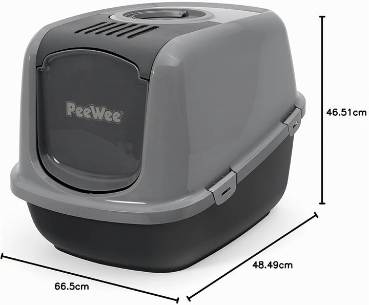 PeeWee Katzentoilette XXL EcoDome Katzenklo mit Haube Katzen WC geschlossen inkl. 3kg Streu Holzpell