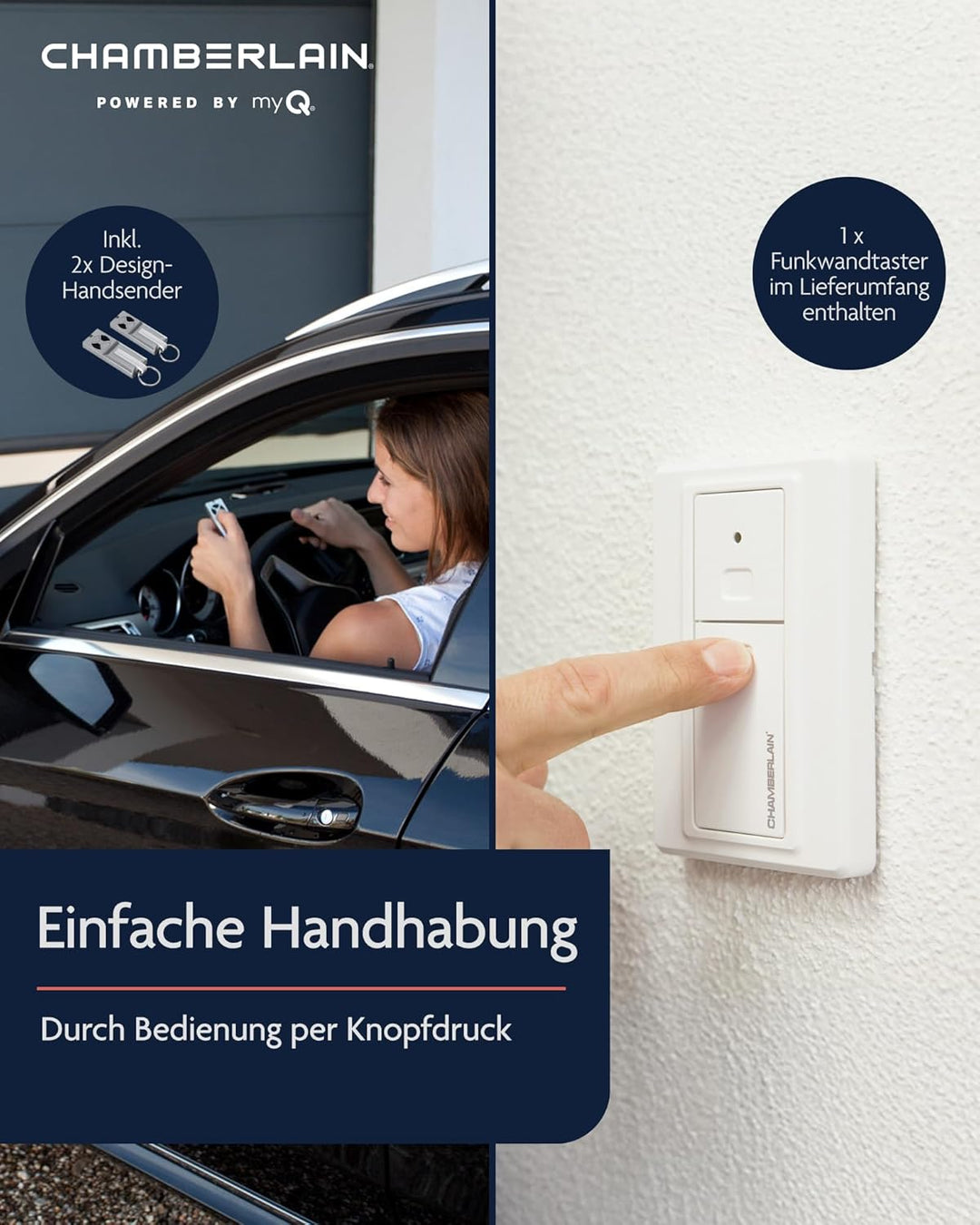 Chamberlain Garagentorantrieb Premium ML1000EV, 1 Garagentormotor, 2 Handsender, 1 kabelloser Funkwa