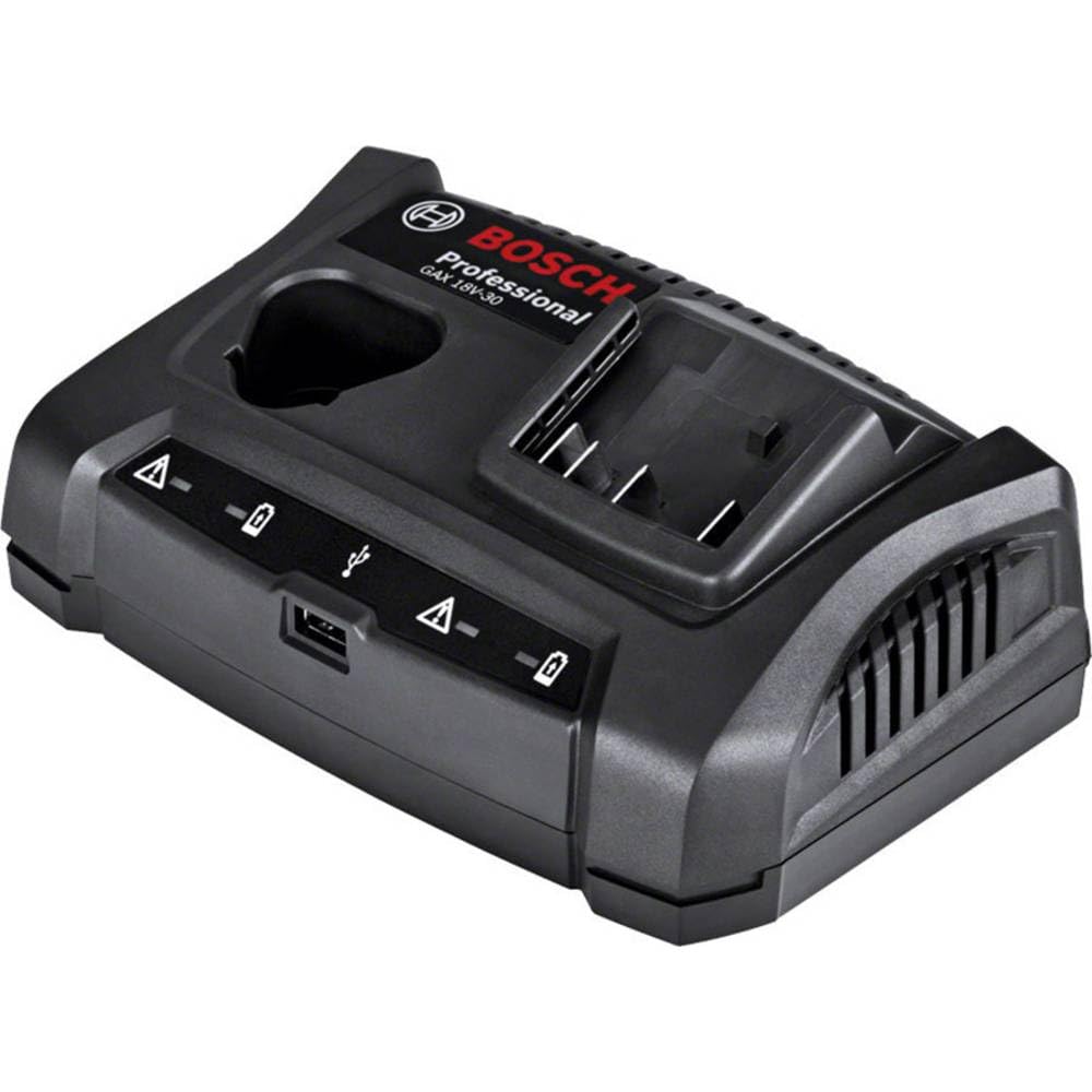 Bosch Professional 18V System Ladegerät GAX 18V-30 (je eine Ladebuchse für 12V & 18V Akku, USB Ladeb