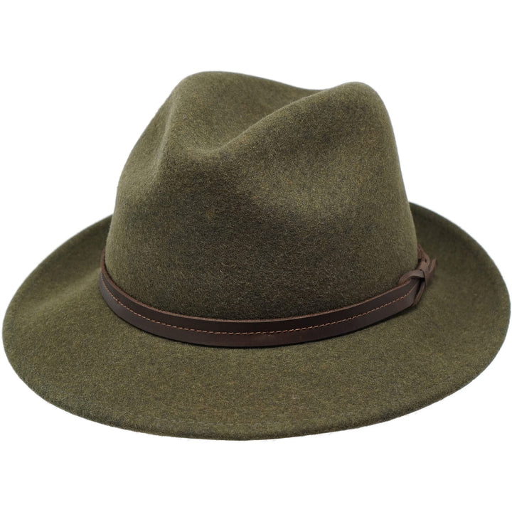 The Stoker – leichte breite Krempe – wasserabweisend – Fedora Trilby Style Filzhut XS Tiefenmoos, XS