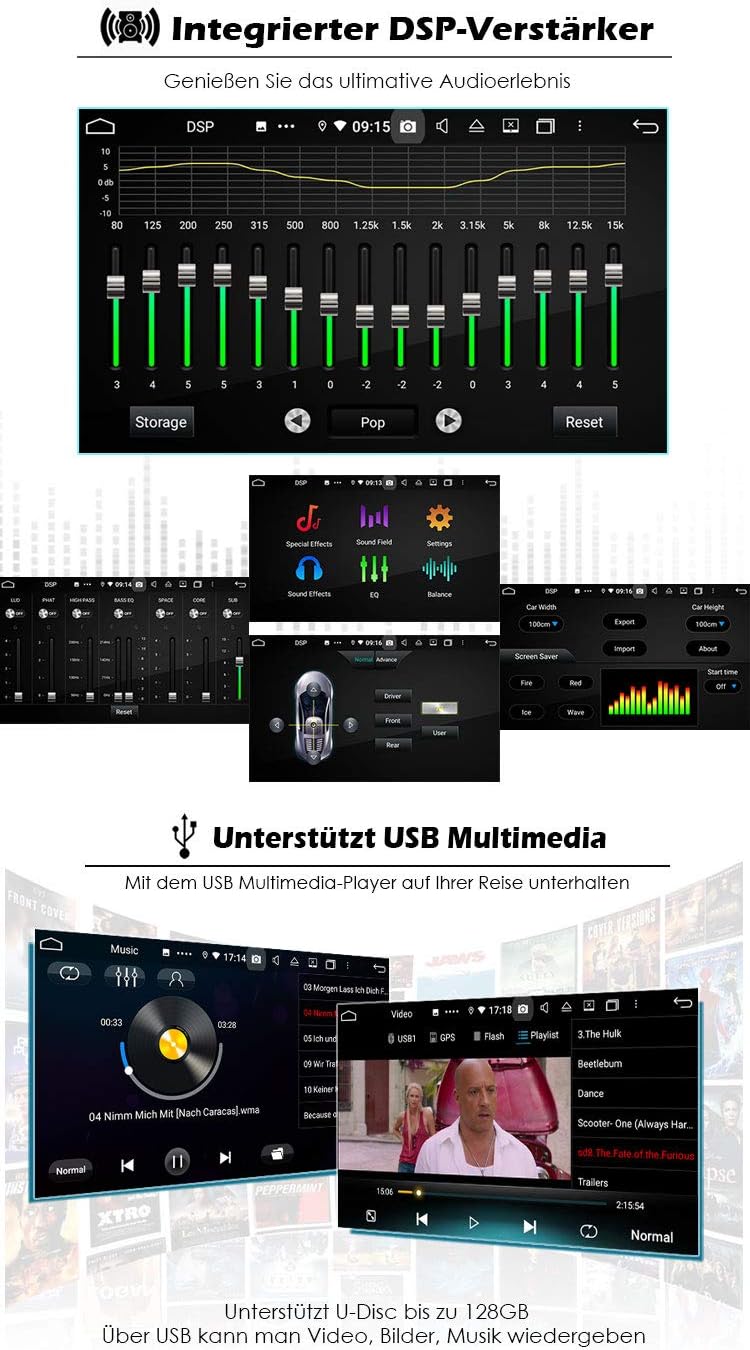Erisin Android 10 9 Zoll 8-Kern Autoradio Mit GPS für Mercedes-Benz Smart Fortwo Coupé/Cabrio Unters