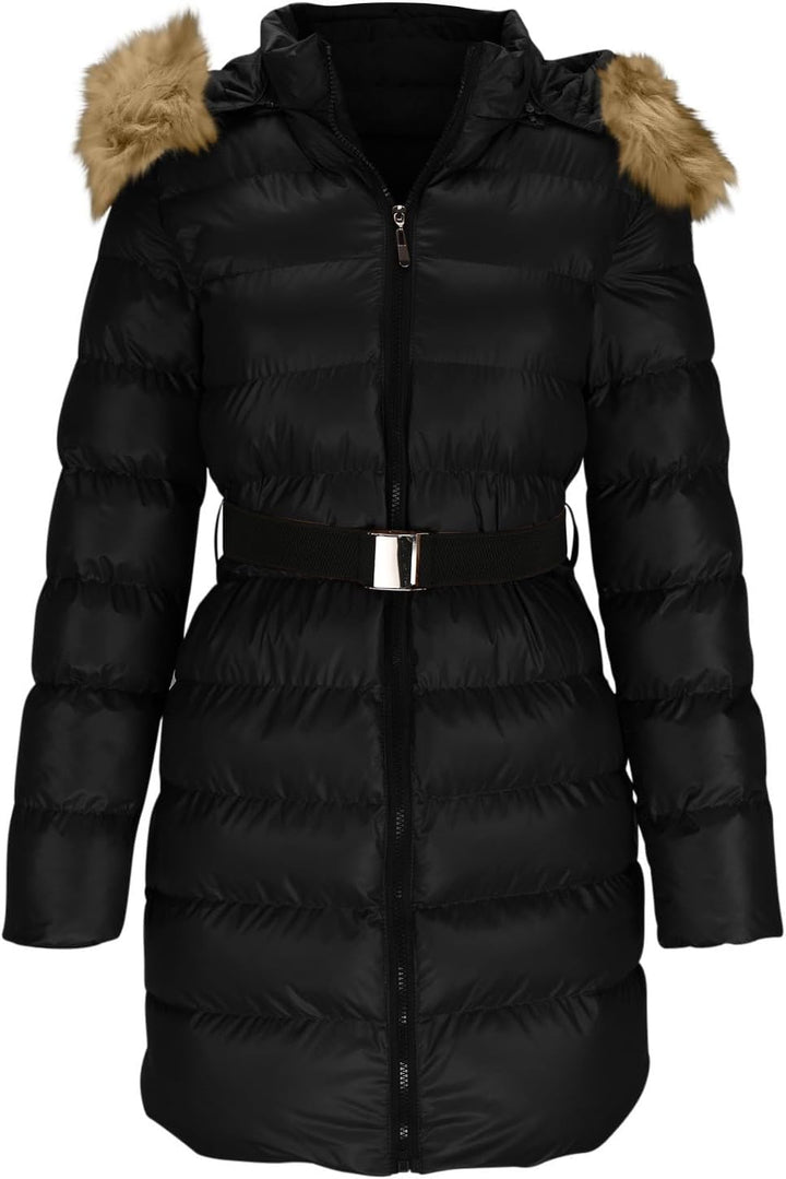 Awrvia Damen Jacke Steppjacke Warme Winter Übergangsjacke Gesteppt Stepp Wintermantel mit Gürtel Dau