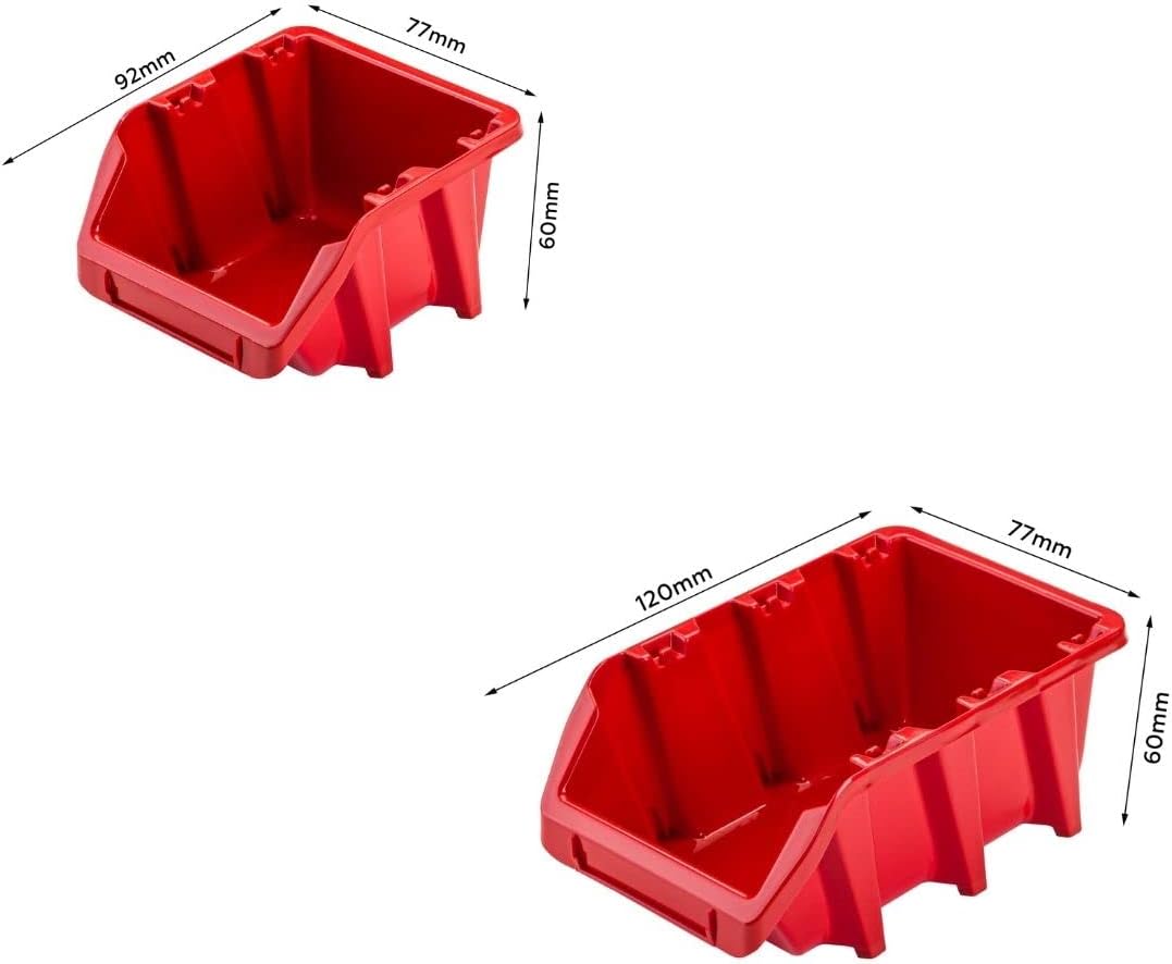 Lagersystem Werkstattregal | 78 x 78 cm | 28 stck. Box | Wandregal mit Werkzeughalterungen und Stape