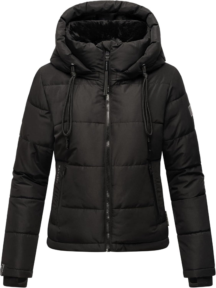 Navahoo Damen Winterjacke Steppjacke warm mit Abnehmbarer Kapuze und Kunstfellkragen Mit Liebe XIV X