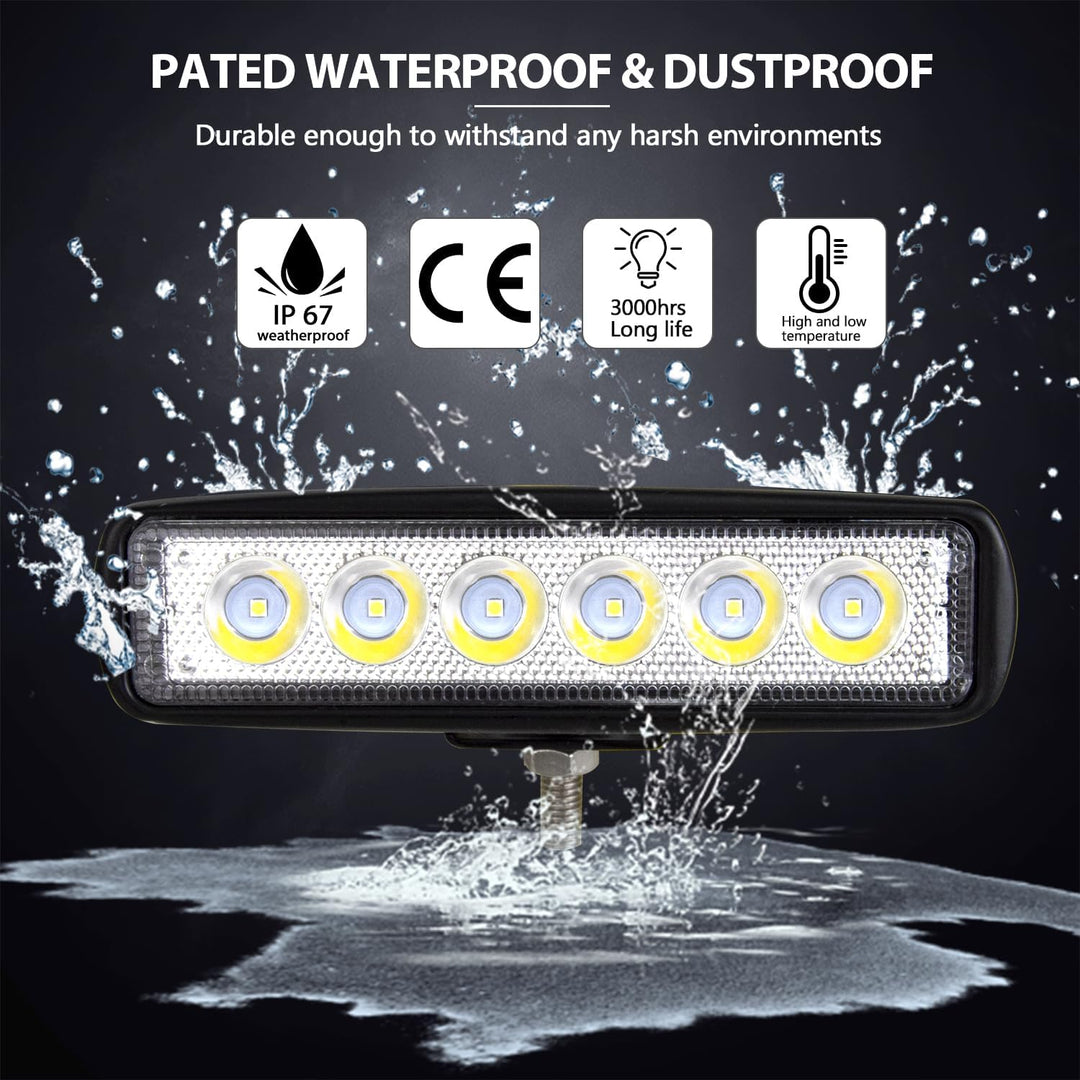AUXTINGS 4 Stücke 6 Zoll 18W dünn LED Arbeitsscheinwerfer 15 cm Flutlicht Leuchtfleck LED Pods 12V 2