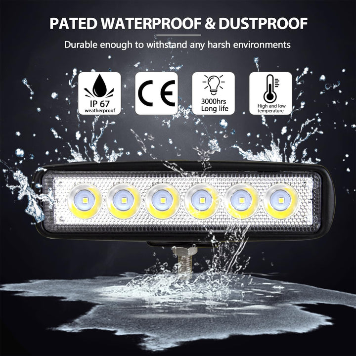 AUXTINGS 4 Stücke 6 Zoll 18W dünn LED Arbeitsscheinwerfer 15 cm Flutlicht Leuchtfleck LED Pods 12V 2