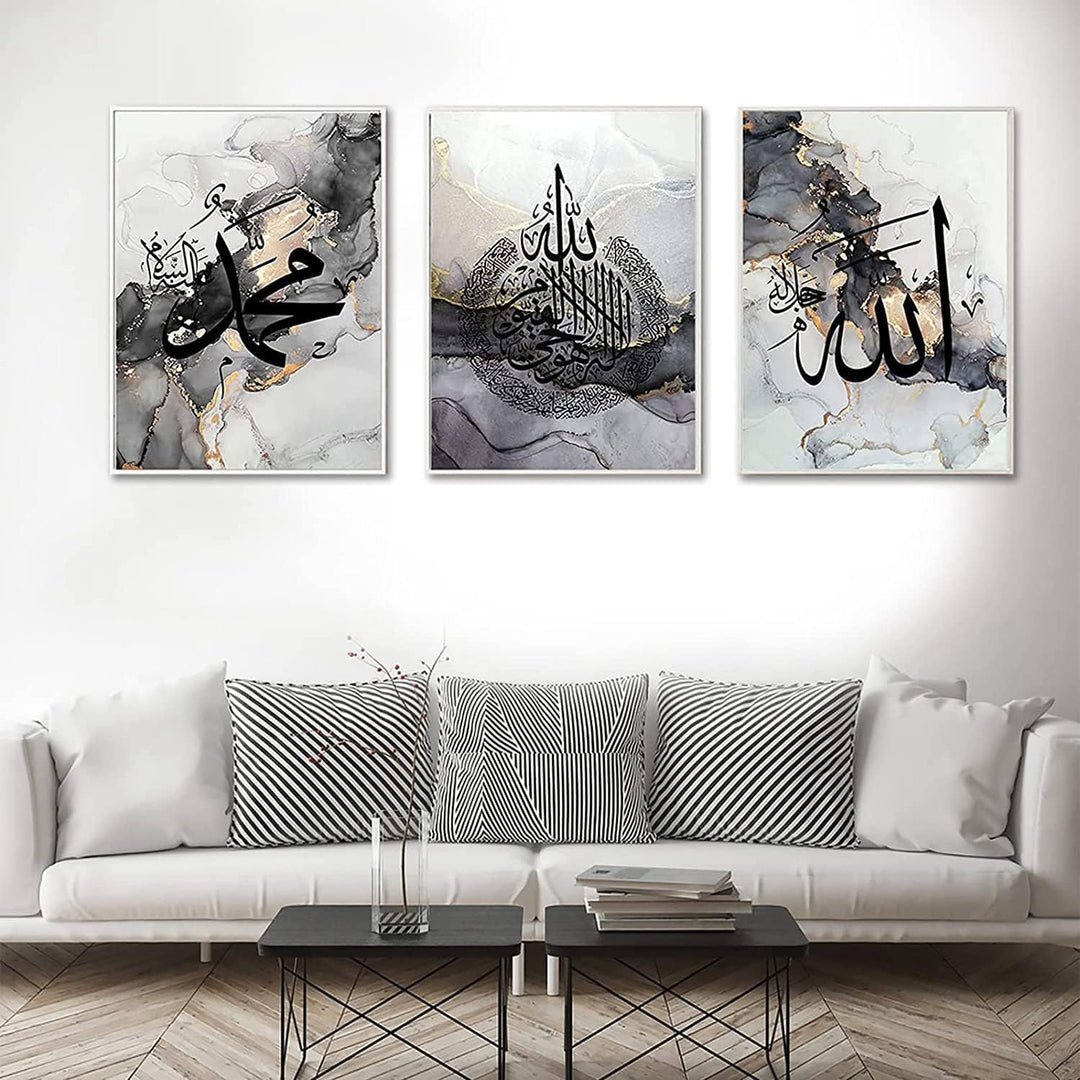JNAOZI Islamische Wandbildr Set,Arabische Leinwand Malerei Bilder,Leinwand Drucke für Schlafzimmer K