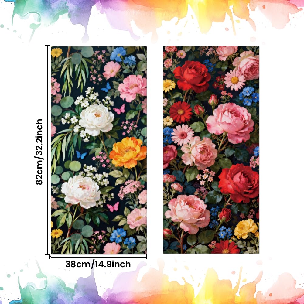 ANATTASOUL Mülleimer Aufkleber, 2 Blätter Mülltonnen Aufkleber 38×82cm Blumen Selbstklebend Aufklebe