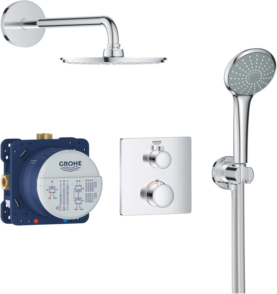 Grohe Grohe Duschsystem Unterputz mit Rainshower Cosmopolitan 210 210 mm UP-Duschsystem Eckiges Desi