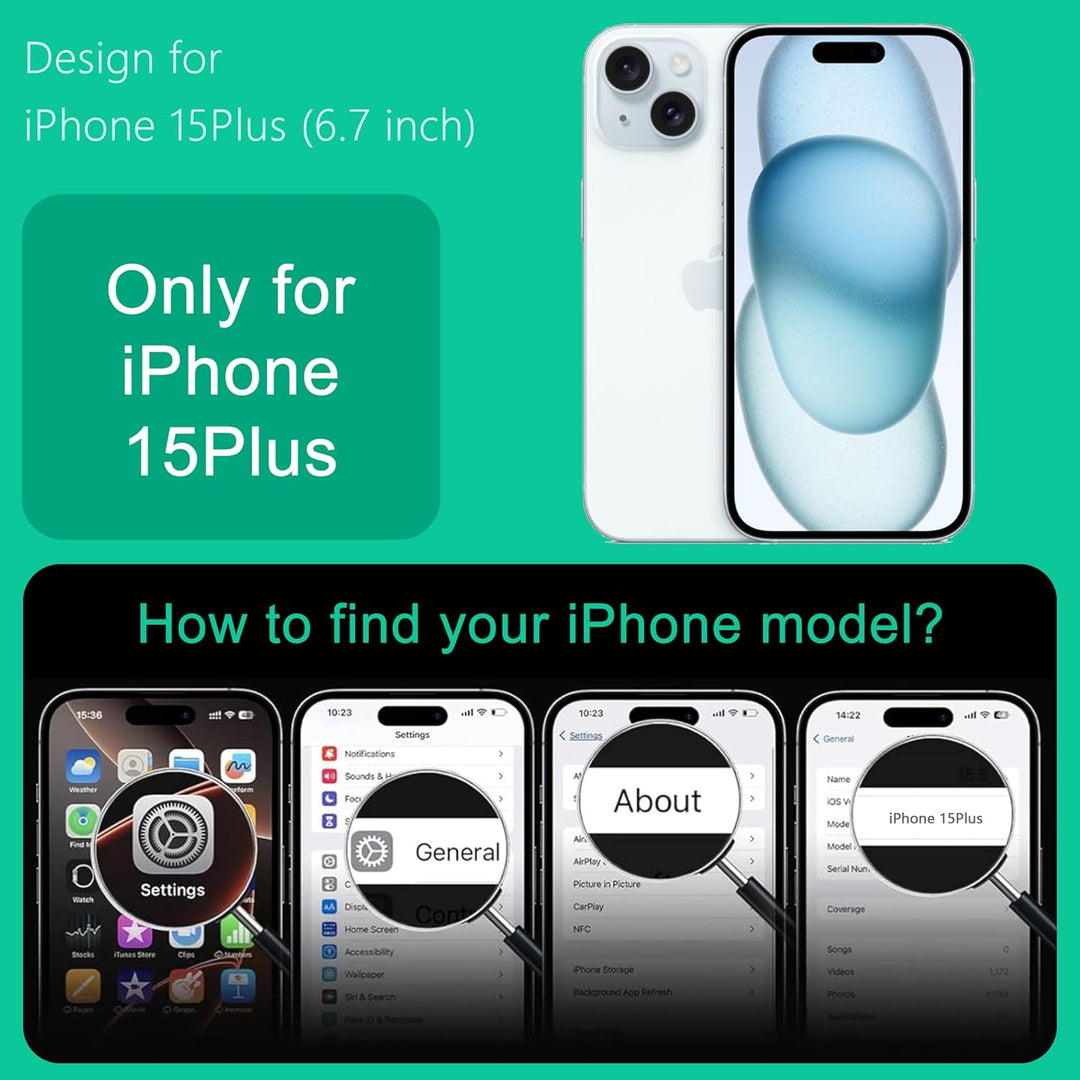 ONES Magnetisch für iPhone 15 Plus Ultradünne Hülle, Kompatibel mit MagSafe, Fallschutz in Militärqu