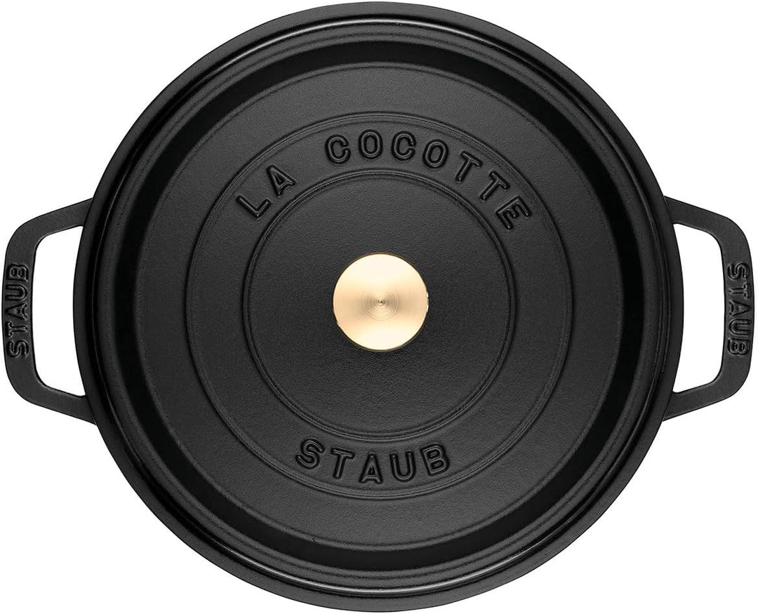 STAUB Gusseisen Bräter/Cocotte, Rund 16 cm, 1,2 L, Aromaregen Funktion, Für alle Herdarten geeignet,