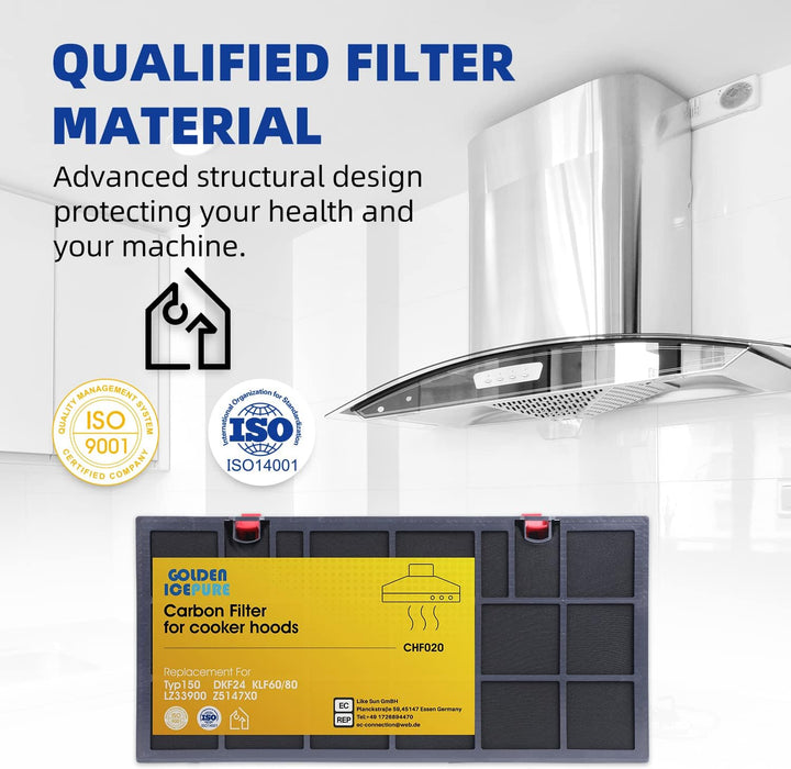 2 x GOLDEN ICEPURE Kohlefilter/Aktivkohlefilter für Dunstabzugshaube-für Hauben Ersatz für AEG/Juno/