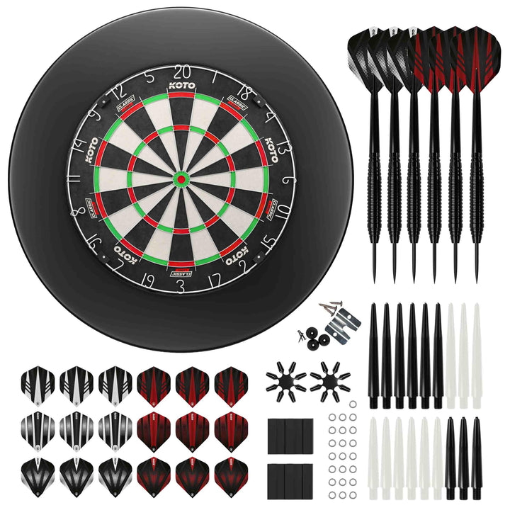 KOTO - King Classic Edition Schwarz Incl. Surround & Accessory Kit Steeltip 90 Stücks, 2 Sets Dartpf
