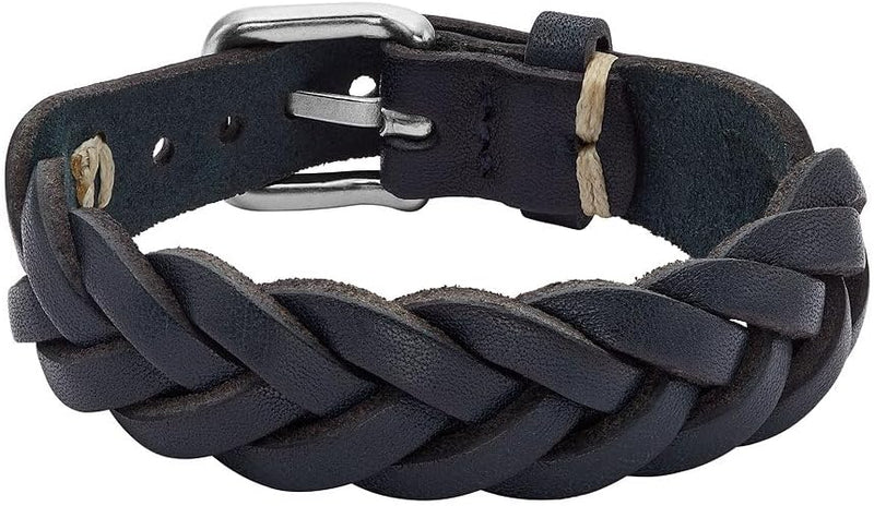 FOSSIL Armband für Männer Leather Essentials, Navy Lederarmband, Länge: 260mm, Breite: 20mm, JF04406