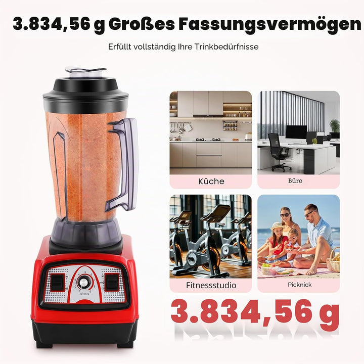 2200W Profi Standmixer 4L - Hochleistungs Mixer für Smoothies, Crushed Ice &amp; Fleisch - Grossvolumige