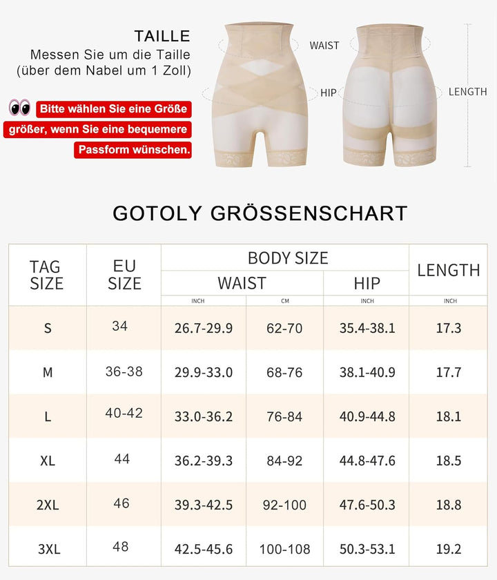 Gotoly Shapewear Damen Bauchweg Unterhose Hohe Taille Miederhose Mit Bein Figurenformend Miederpant