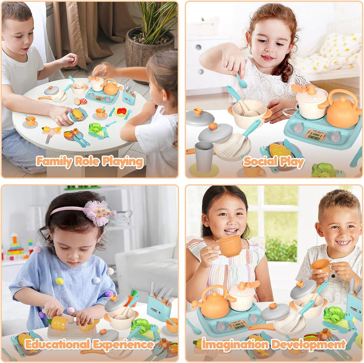48 Stücke Kinderküche Zubehör, Spielküche Zubehör, Matschküche Kinder Outdoor, Küchenzubehör Kinder,