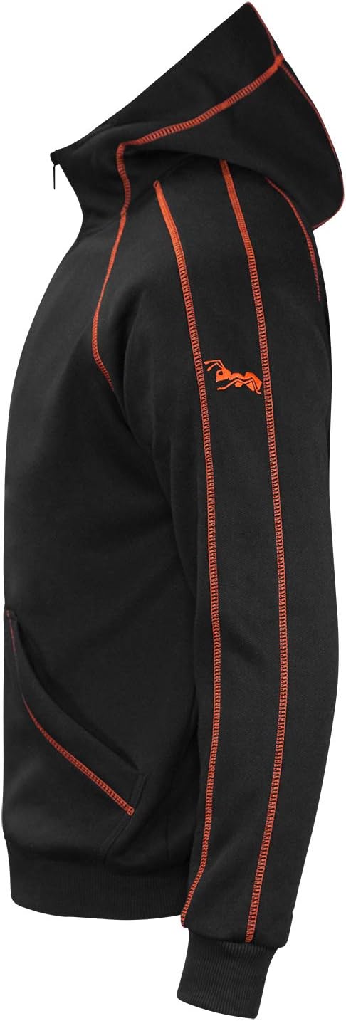 strongAnt Hoodie mit Reissverschluss für Herren warme Fleece Jacke mit Kapuze XS Schwarz / Orange, X