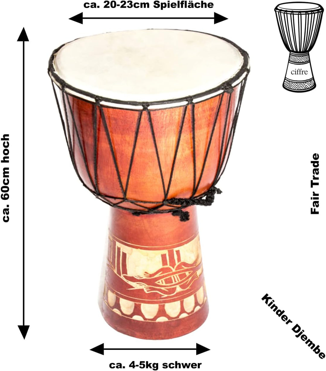 60cm Djembe Trommel Bongo Holztrommel Drum Darbuka Guter Klang Gecko