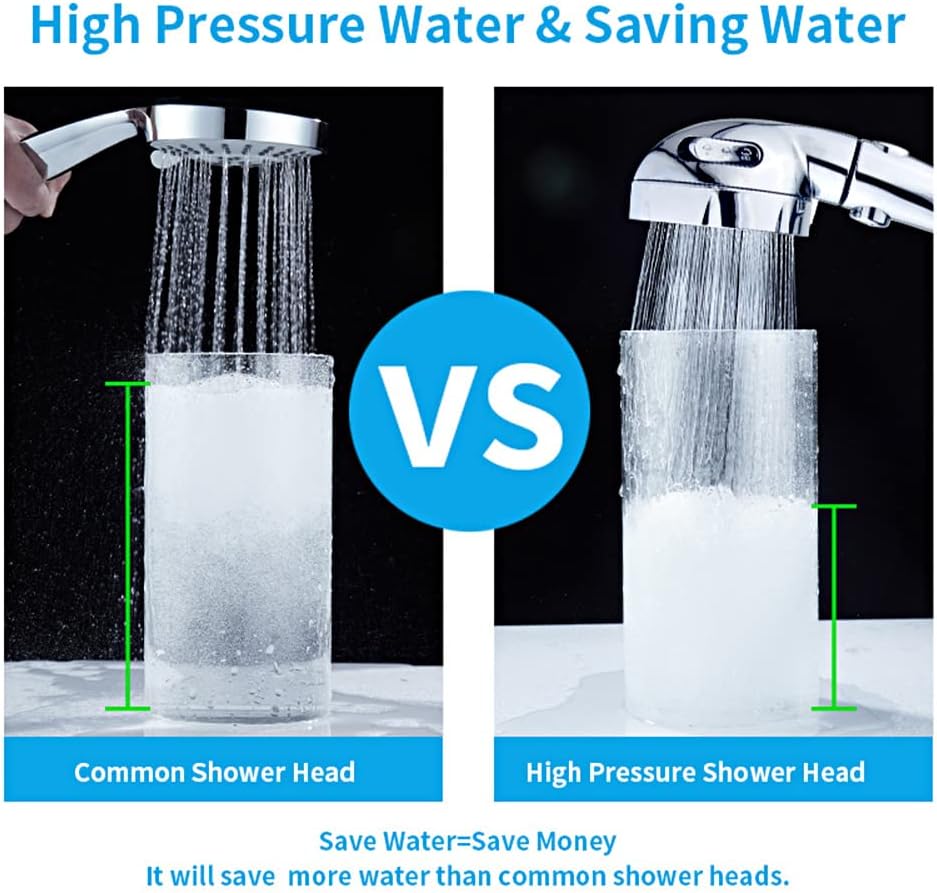 KAIYING Drill-Free Hochdruck-Handbrause mit ON/OFF-Pausenschalter 3 Sprühmodi Wassersparender Duschk