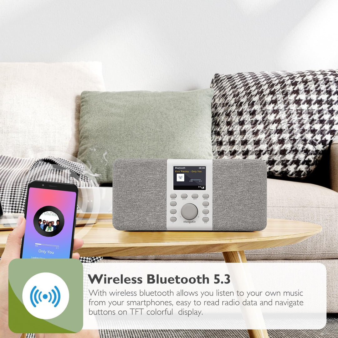 MangoKit MD5 Stereo DAB Radio mit Bluetooth,DAB Plus Radio,Digitalradio,UKW Radio,Tragbares Dab Radi
