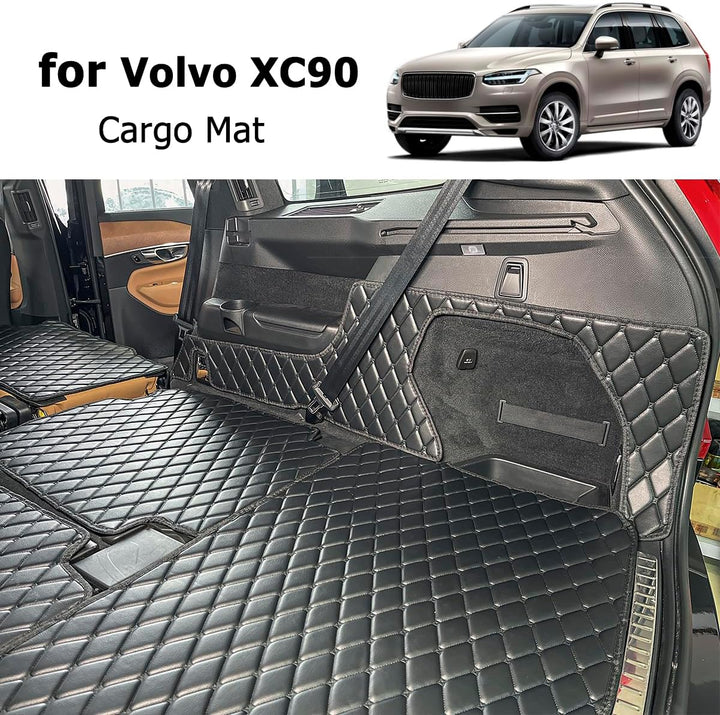 Kofferraumwanne kompatibel mit Volvo XC90 2016–2024 (7-Sitzer) Kofferraummatte Kofferraumabdeckung
