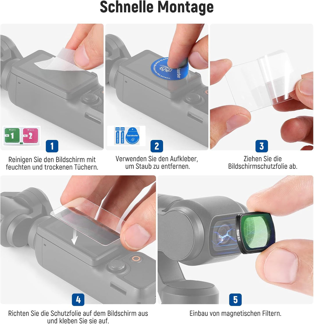 NEEWER Star Filter, Sternfilter kompatibel mit DJI Osmo Pocket 3 Creator Combo Zubehör, magnetisches