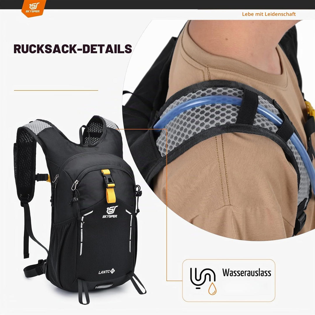 SKYSPER Wanderrucksack 15L Rucksack Herren Klein Tagesrucksack Leichter Trekkingrucksack für Wandern